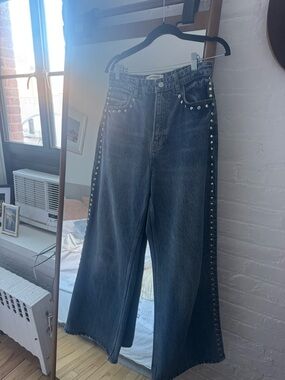 Reformation Wide Leg Studded Jeans